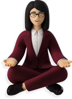 businesswoman in red suit meditating